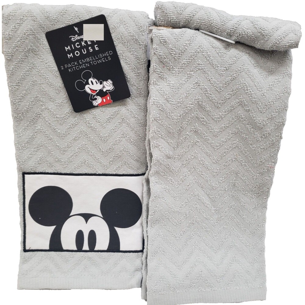 2 Same Jumbo Textured Towels w/Patch(18"x28") DISNEY MICKEY MOUSE EARS & FACE,BB